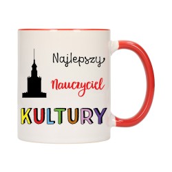 KUBEK KUBKI CZERWONY ŚRODEK UCHO DLA NAJLEPSZY NAUCZYCIEL KULTURY W289