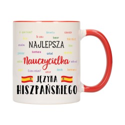 KUBEK KUBKI CZERWONY ŚRODEK UCHO DLA NAJLEPSZA NAUCZYCIELKA HISZPAŃSKI W287