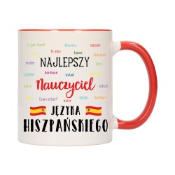 KUBEK CZERWONY ŚRODEK UCHO DLA NAJLEPSZY NAUCZYCIEL HISZPAŃSKIEGO W286