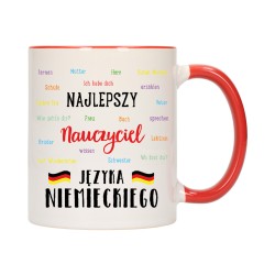 KUBEK KUBKI CZERWONY ŚRODEK UCHO DLA NAJLEPSZY NAUCZYCIEL NIEMIECKIEGO W207