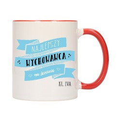 KUBEK KUBKI CZERWONY ŚRODEK UCHO DLA NAJLEPSZY WYCHOWAWCA SZKOŁA W204