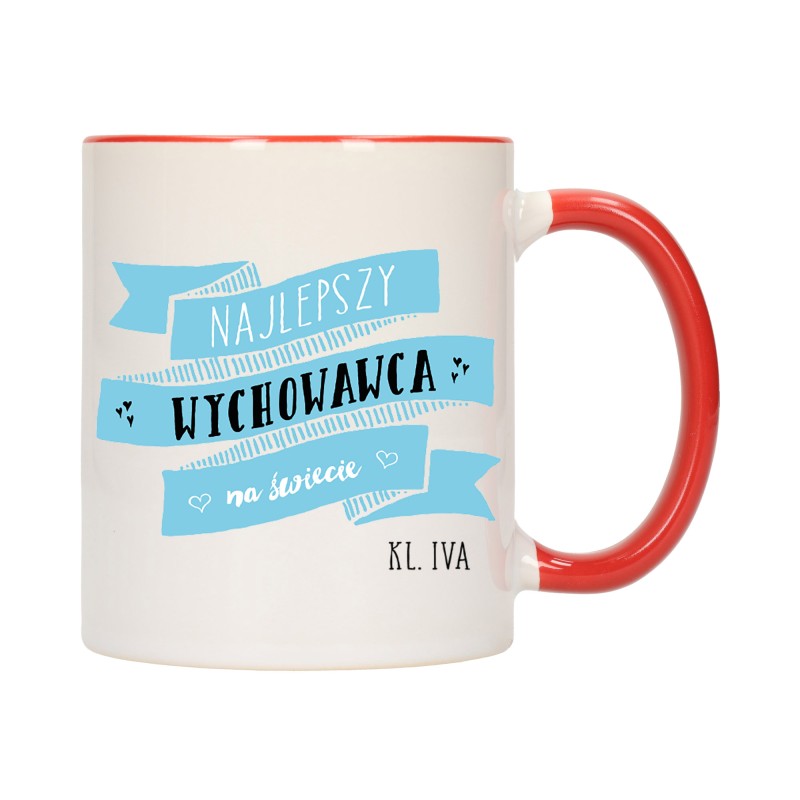 KUBEK KUBKI CZERWONY ŚRODEK UCHO DLA NAJLEPSZY WYCHOWAWCA SZKOŁA W204