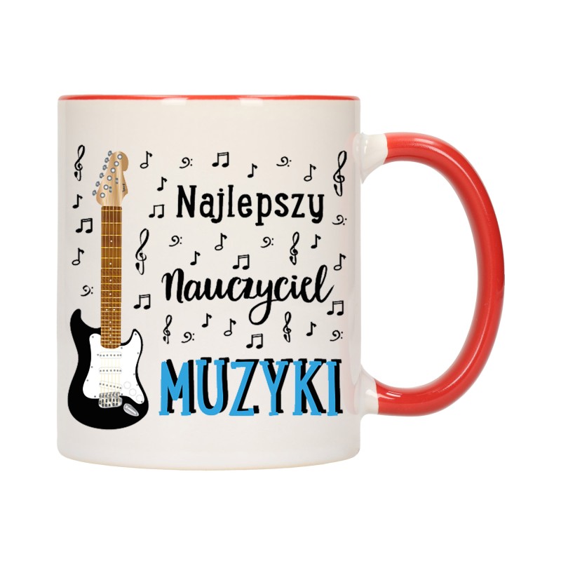 KUBEK KUBKI CZERWONY ŚRODEK DLA NAJLEPSZY NAUCZYCIEL MUZYKI PREZENT W203