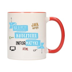 KUBEK KUBKI CZERWONY ŚRODEK UCHO DLA NAJLEPSZY NAUCZYCIEL INFORMATYKI W202