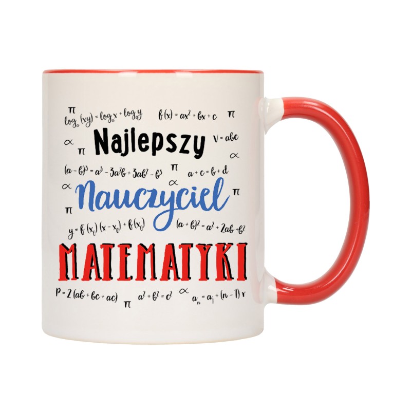 KUBEK KUBKI CZERWONY ŚRODEK UCHO DLA NAJLEPSZY NAUCZYCIEL MATEMATYKI W201