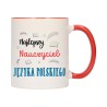 KUBEK KUBKI CZERWONY ŚRODEK DLA NAJLEPSZY NAUCZYCIEL JĘZYKA POLSKIEGO W197