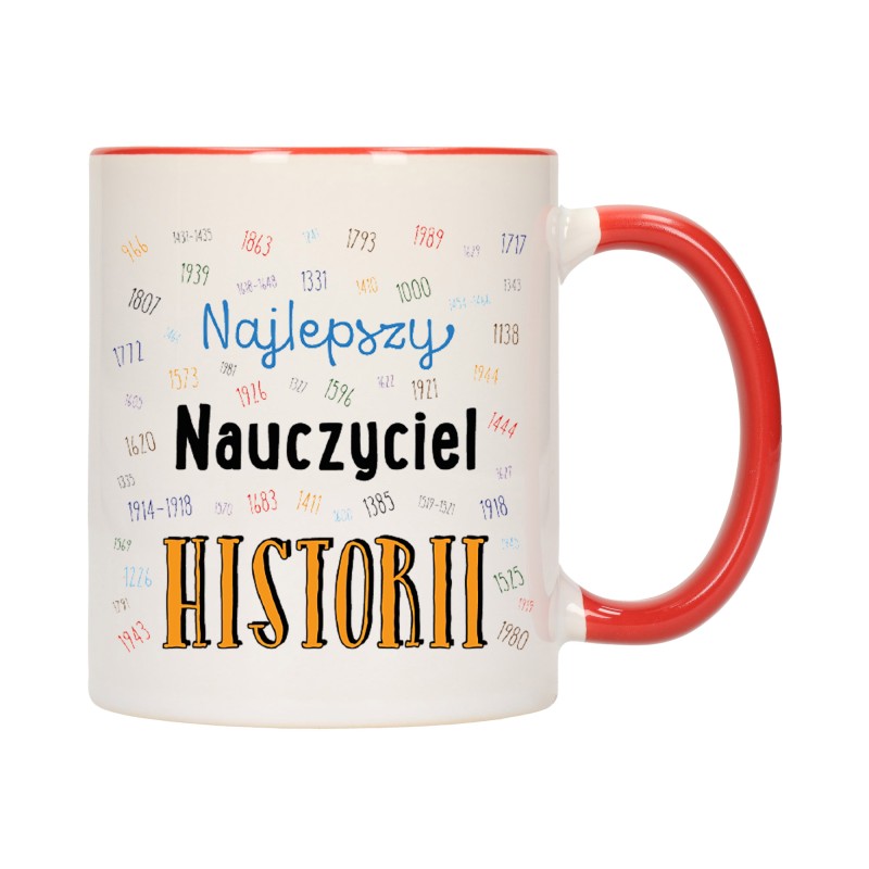 KUBEK KUBKI CZERWONY ŚRODEK UCHO DLA NAJLEPSZY NAUCZYCIEL HISTORII W196