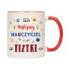 KUBEK CZERWONY ŚRODEK UCHO DLA NAJLEPSZY NAUCZYCIEL FIZYKI PREZENT W194