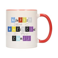 KUBEK CZERWONY ŚRODEK UCHO DLA NAJLEPSZY NAUCZYCIEL CHEMII PREZENT W193