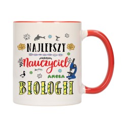 KUBEK KUBKI CZERWONY ŚRODEK UCHO DLA NAJLEPSZY NAUCZYCIEL BIOLOGII W192