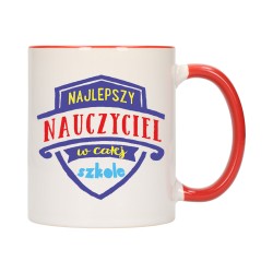 KUBEK KUBKI CZERWONY ŚRODEK UCHO DLA NAJLEPSZY NAUCZYCIEL W SZKOLE W191