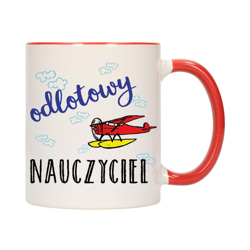 KUBEK CZERWONY ŚRODEK UCHO DLA ODLOTOWY NAUCZYCIEL SZKOŁA PREZENT W190