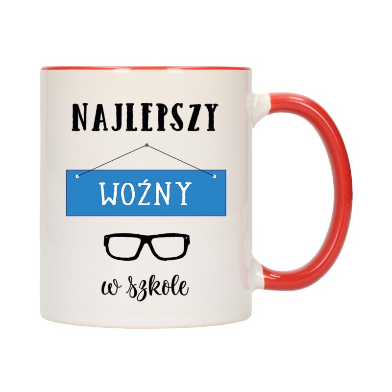 KUBEK KUBKI CZERWONY ŚRODEK UCHO DLA NAJLEPSZY WOŹNY W SZKOLE PREZENT W638