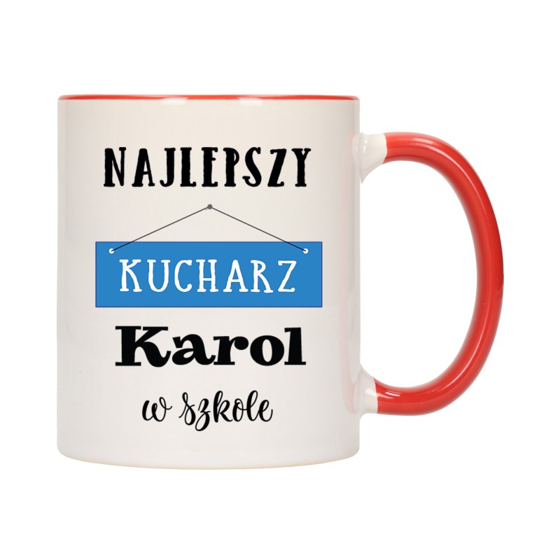 KUBEK KUBKI CZERWONY ŚRODEK UCHO DLA NAJLEPSZY KUCHARZ PREZENT W633