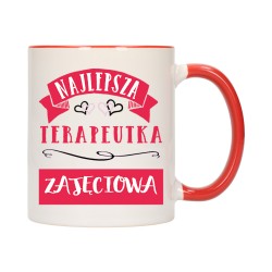 kubek czerwony środek ucho dla najlepsza terapeutka zajęciowa prezent w689