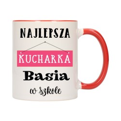 KUBEK KUBKI CZERWONY ŚRODEK UCHO DLA NAJLEPSZA KUCHARKA PREZENT W696