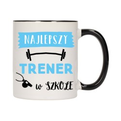 KUBEK KUBKI CZARNY ŚRODEK UCHO DLA NAJLEPSZY TRENER W SZKOLE PREZENT W582