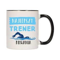 KUBEK KUBKI CZARNY ŚRODEK UCHO DLA NAJLEPSZY TRENER PŁYWANIA PREZENT W594