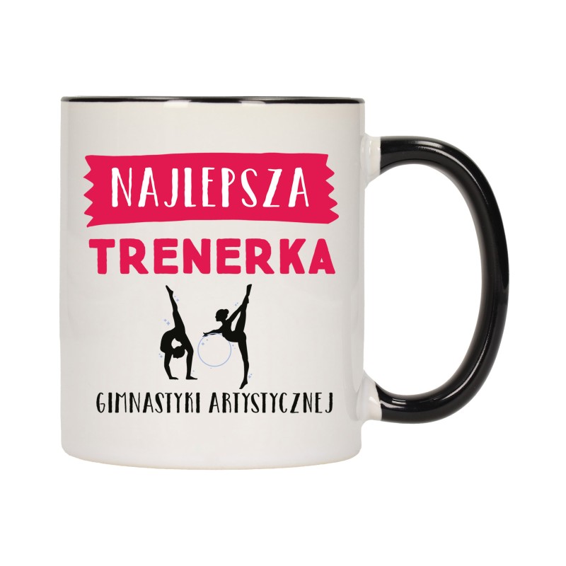 kubek czarny środek ucho dla trenerka gimnastyki artystycznej w685