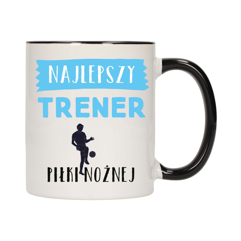 kubek czarny środek ucho dla najlepszy trener piłki nożnej prezent w684
