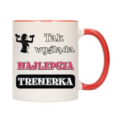 KUBEK CZERWONY ŚRODEK UCHO DLA NAJLEPSZA TRENERKA FITNESS PREZENT W656