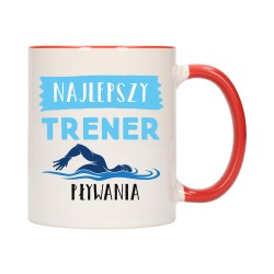 KUBEK KUBKI CZERWONY ŚRODEK UCHO DLA NAJLEPSZY TRENER PŁYWANIA PREZENT W594