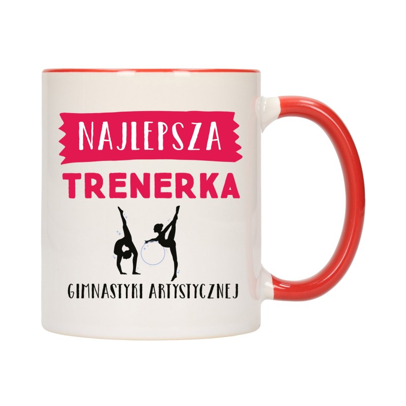 kubek czerwony środek ucho dla trenerka gimnastyki artystycznej w685