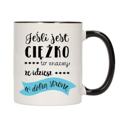 KUBEK KUBKI CZARNY ŚRODEK UCHO ŚMIESZNY ZABAWNY NAPIS PREZENT W491