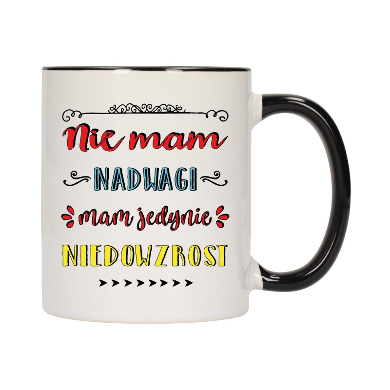 KUBEK KUBKI CZARNY ŚRODEK UCHO ŚMIESZNY ZABAWNY NAPIS PREZENT W490