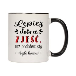 KUBEK KUBKI CZARNY ŚRODEK UCHO ŚMIESZNY ZABAWNY NAPIS PREZENT W487