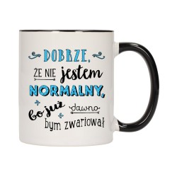 KUBEK KUBKI CZARNY ŚRODEK UCHO ŚMIESZNY ZABAWNY NAPIS PREZENT W483