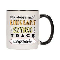 KUBEK KUBKI CZARNY ŚRODEK UCHO ŚMIESZNY ZABAWNY NAPIS PREZENT W480