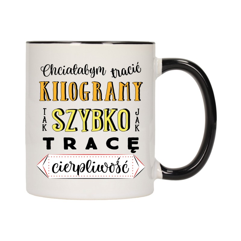 KUBEK KUBKI CZARNY ŚRODEK UCHO ŚMIESZNY ZABAWNY NAPIS PREZENT W480