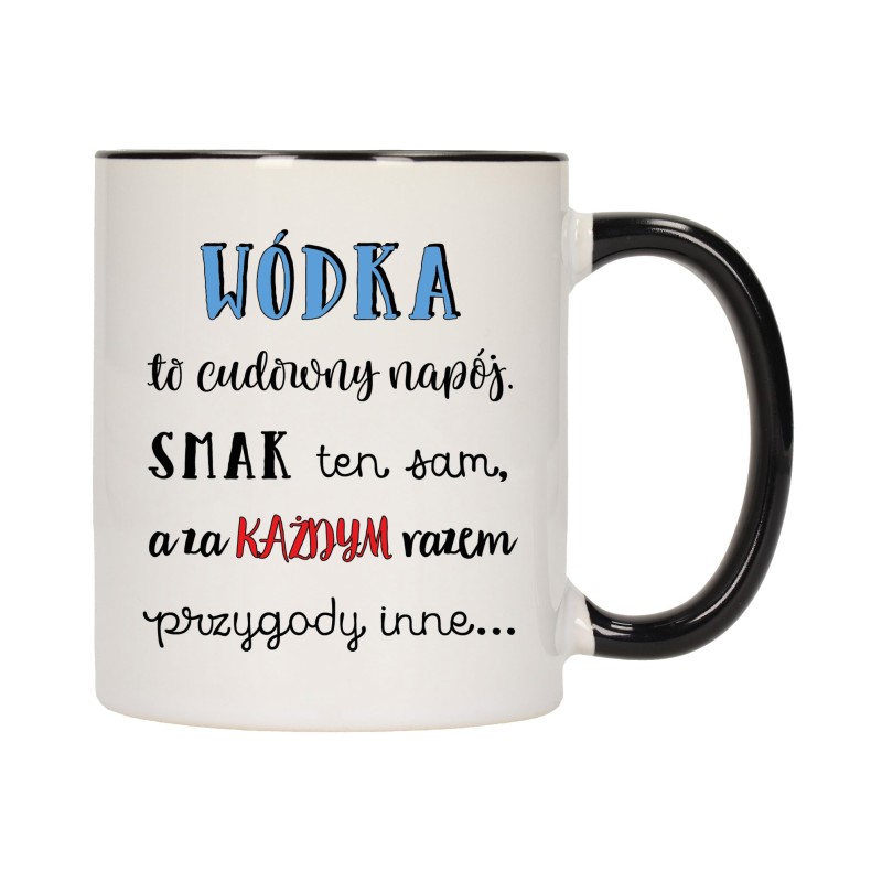 KUBEK KUBKI CZARNY ŚRODEK UCHO ŚMIESZNY ZABAWNY NAPIS PREZENT W466