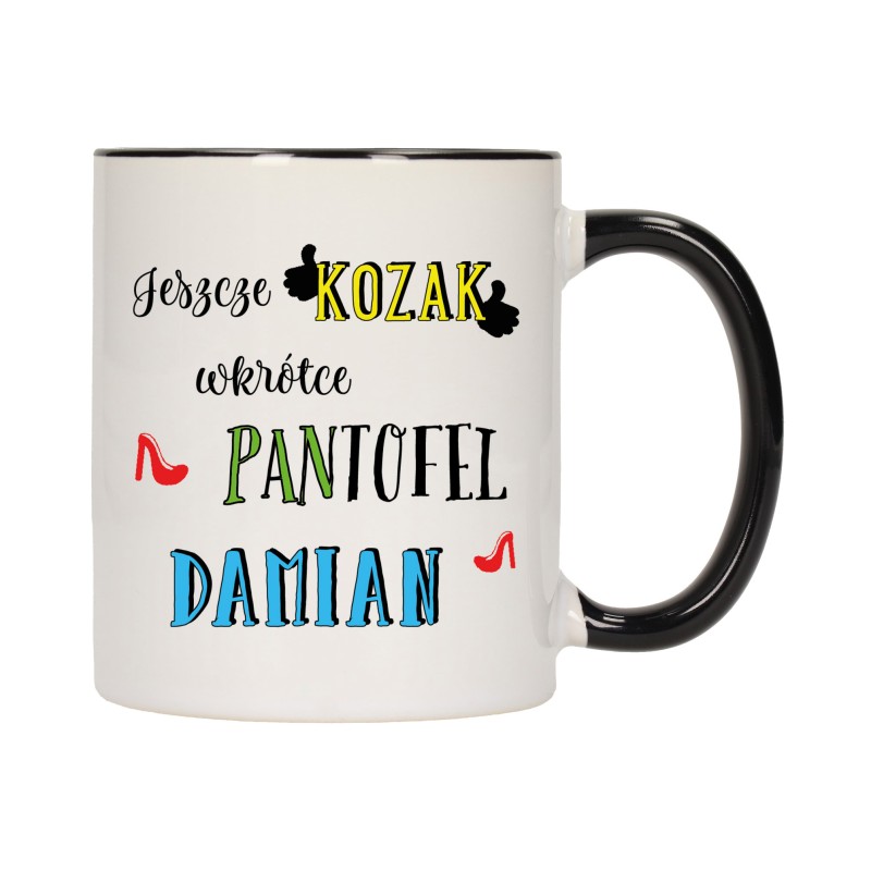 KUBEK KUBKI CZARNY ŚRODEK UCHO ŚMIESZNY ZABAWNY NAPIS PREZENT W443