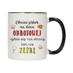 KUBEK KUBKI CZARNY ŚRODEK UCHO ŚMIESZNY ZABAWNY NAPIS PREZENT W442