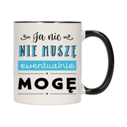 KUBEK KUBKI CZARNY ŚRODEK UCHO ŚMIESZNY ZABAWNY NAPIS PREZENT W435