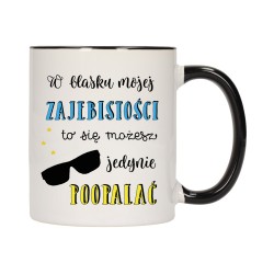 KUBEK KUBKI CZARNY ŚRODEK UCHO ŚMIESZNY ZABAWNY NAPIS PREZENT W430