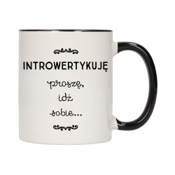 KUBEK KUBKI CZARNY ŚRODEK UCHO ŚMIESZNY ZABAWNY NAPIS PREZENT W410