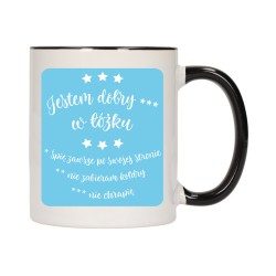 KUBEK KUBKI CZARNY ŚRODEK UCHO ŚMIESZNY ZABAWNY NAPIS PREZENT W414