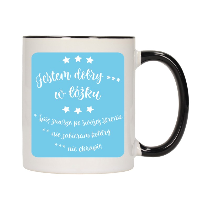 KUBEK KUBKI CZARNY ŚRODEK UCHO ŚMIESZNY ZABAWNY NAPIS PREZENT W414