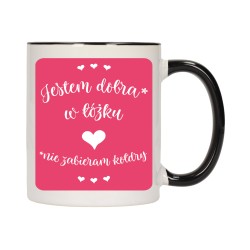 KUBEK KUBKI CZARNY ŚRODEK UCHO ŚMIESZNY ZABAWNY NAPIS PREZENT W407