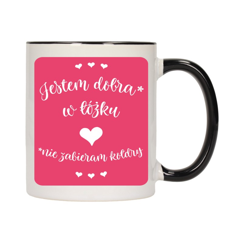 KUBEK KUBKI CZARNY ŚRODEK UCHO ŚMIESZNY ZABAWNY NAPIS PREZENT W407