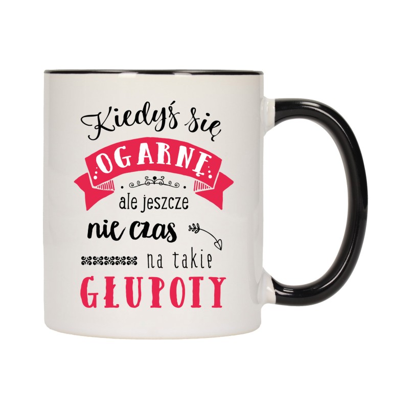 KUBEK KUBKI CZARNY ŚRODEK UCHO ŚMIESZNY ZABAWNY NAPIS PREZENT W403