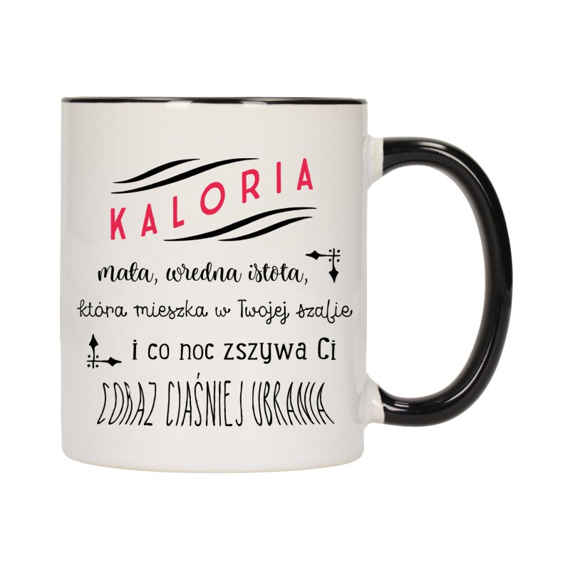 KUBEK KUBKI CZARNY ŚRODEK UCHO ŚMIESZNY ZABAWNY NAPIS PREZENT W400