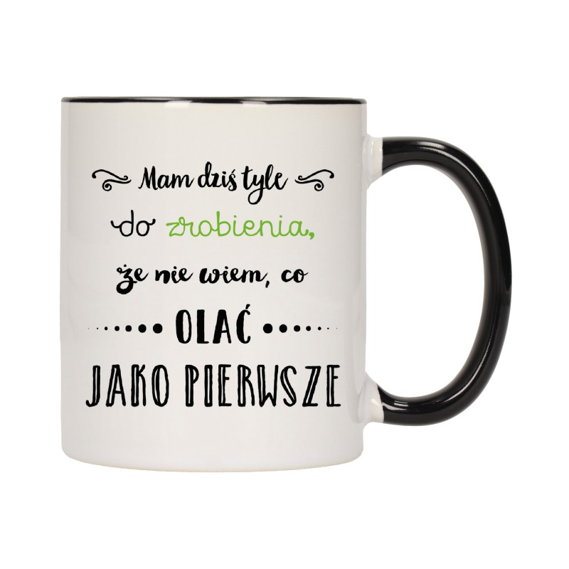 KUBEK KUBKI CZARNY ŚRODEK UCHO ŚMIESZNY ZABAWNY NAPIS PREZENT W274