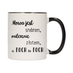 KUBEK KUBKI CZARNY ŚRODEK UCHO ŚMIESZNY ZABAWNY NAPIS PREZENT W275