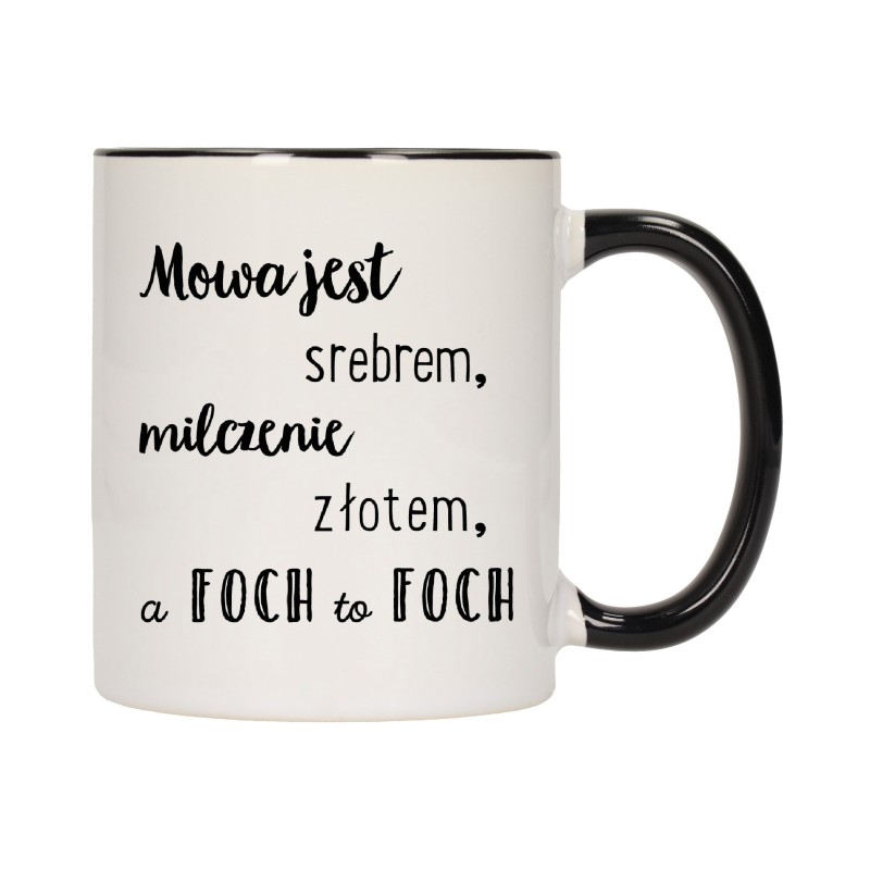 KUBEK KUBKI CZARNY ŚRODEK UCHO ŚMIESZNY ZABAWNY NAPIS PREZENT W275