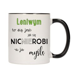 KUBEK KUBKI CZARNY ŚRODEK UCHO ŚMIESZNY ZABAWNY NAPIS PREZENT W273