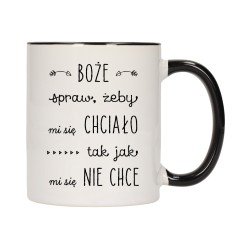 KUBEK KUBKI CZARNY ŚRODEK UCHO ŚMIESZNY ZABAWNY NAPIS PREZENT W263